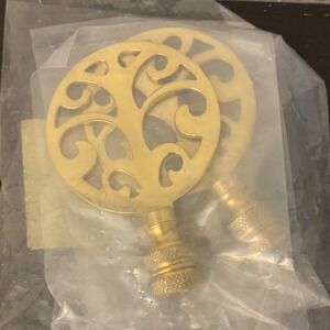 Lillian Vernon Vintage Brass Tree of Life Lamp Finials Set of 2 Gold Scrollwork